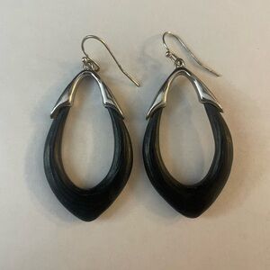 Alexis Bittar Black and Silver Teardrop Earrings